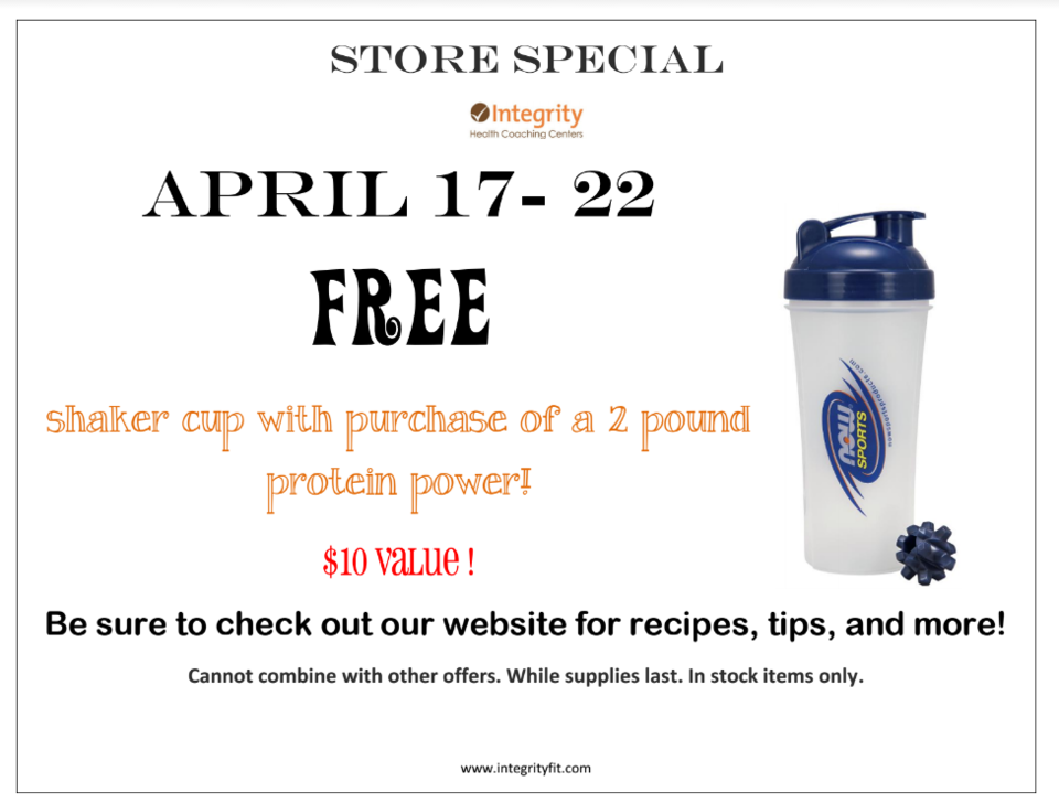 Store Special - April 17 - 22 at Integrity Health Coaching Centers in NH!