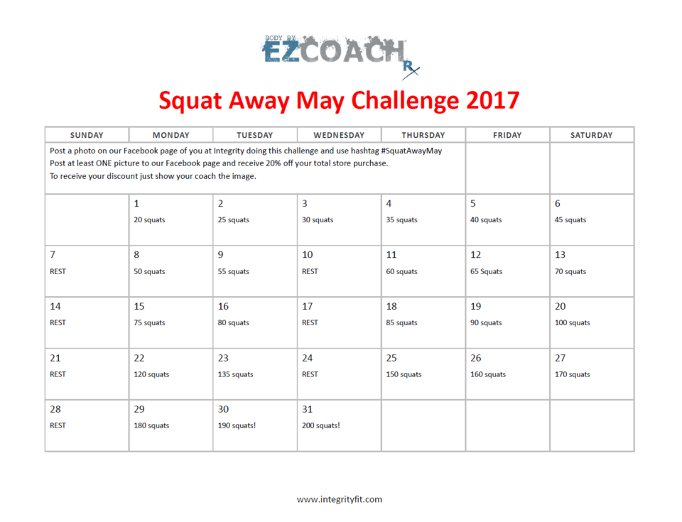 Squat Away May 2017 Challenge!!