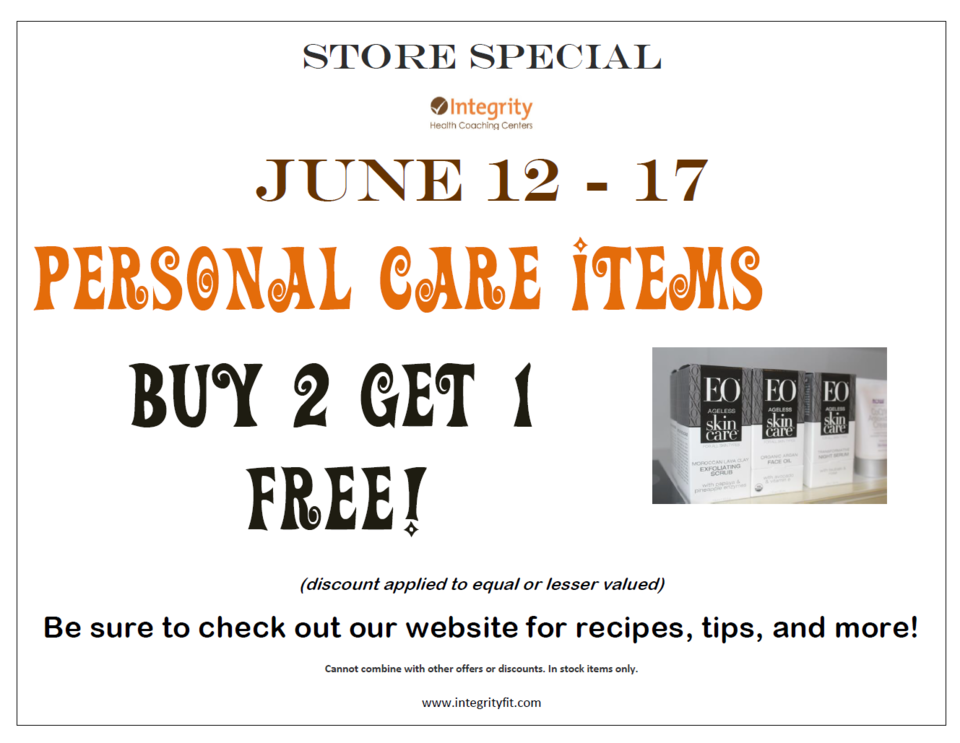 Store Special June 12-17 at Integrity Health Coaching Centers in NH