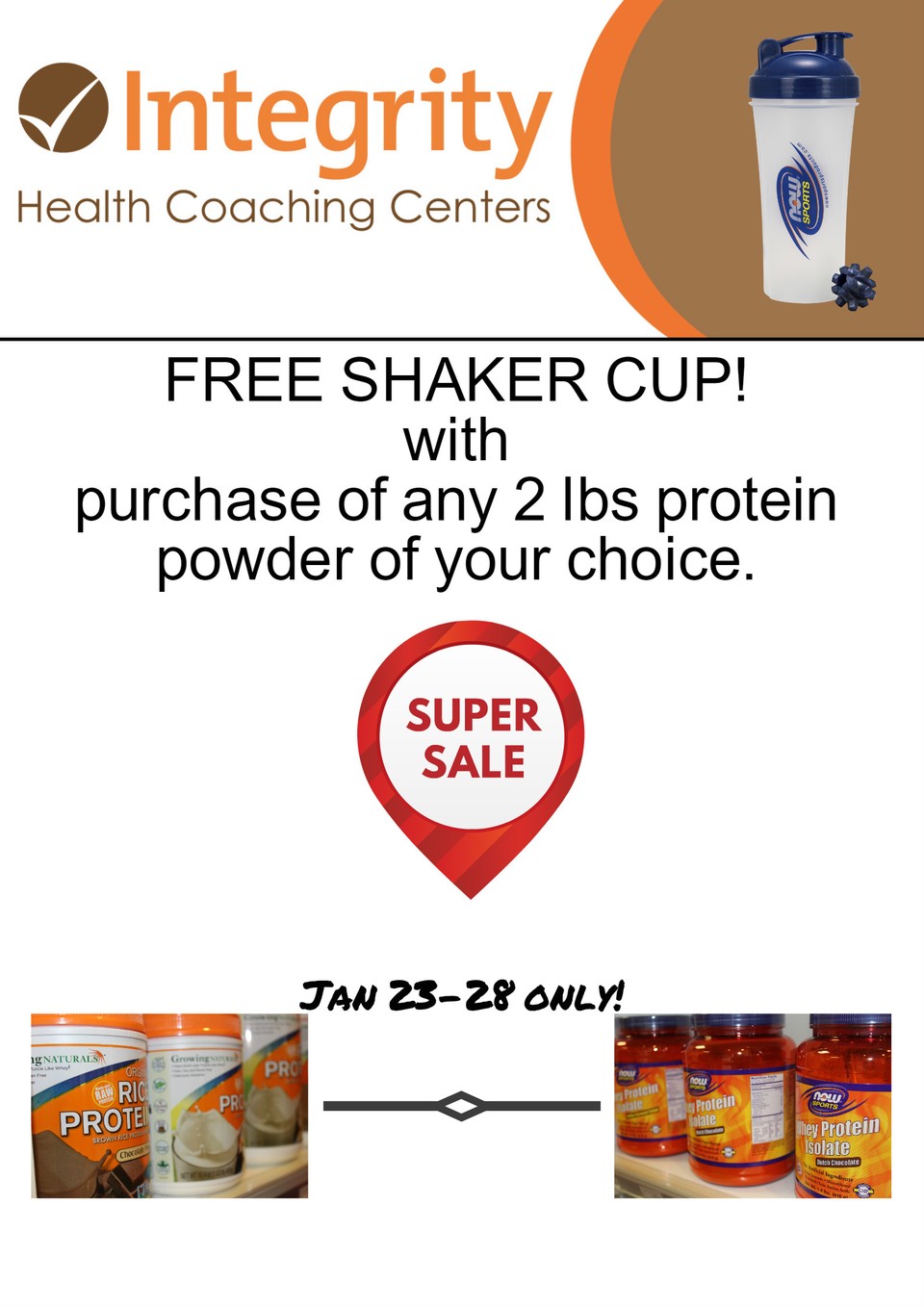 FREE shaker cup with purchase of a 2 pound protein power - $10 value
