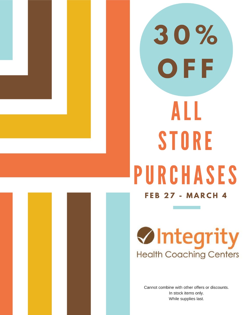 Store Special Feb 27 - March 4 at Integrity Health Coaching Centers in NH!